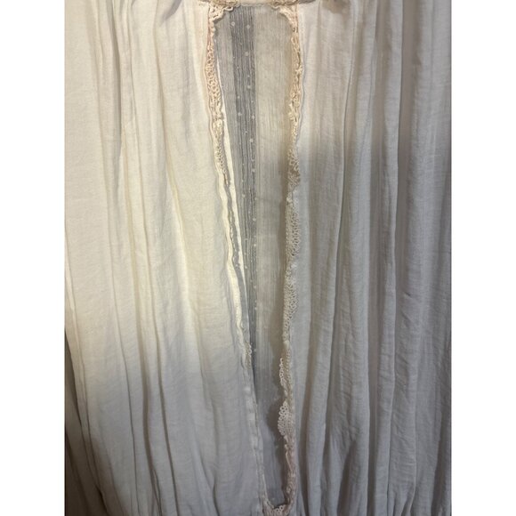 Free People Ivory Long-Sleeve Blouse With Lace Inserts & Sheer Panels Boho Style - Picture 5 of 9